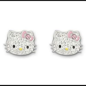 New Swarovski Crystal hello kitty pierced earrings